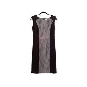 Calvin Klein Sleeveless Sheath‎ Dress Women's 8 Black Side Panels Career Classic